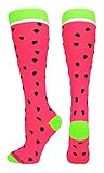 MadSportsStuff Neon Watermelon Athletic Over The Calf Socks