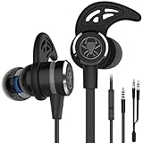 KEKU 3.5mm high Fidelity Earphones Wired Electronic Sports Headphones Noise Reduction Stereo Bass Gaming Headset with Microphone, with Extension Cord and PC Adapter for PC, Laptop and Mobile (Black)