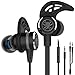 KEKU 3.5mm high Fidelity Earphones Wired Electronic Sports Headphones Noise Reduction Stereo Bass Gaming Headset with Microphone, with Extension Cord and PC Adapter for PC, Laptop and Mobile (Black)