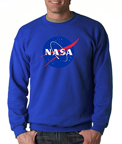 PateelNASA Meatball Logo Sweatshirt Space Shuttle Rocket Science Geek (2X-Large, Blue)