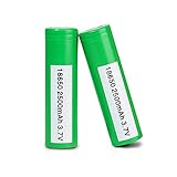 Samsung High Drain INR18650-25R 20A 2500mAh Rechargeable Flat Top 3.7V Battery, (2 Pcs) by M&A BD Electronics