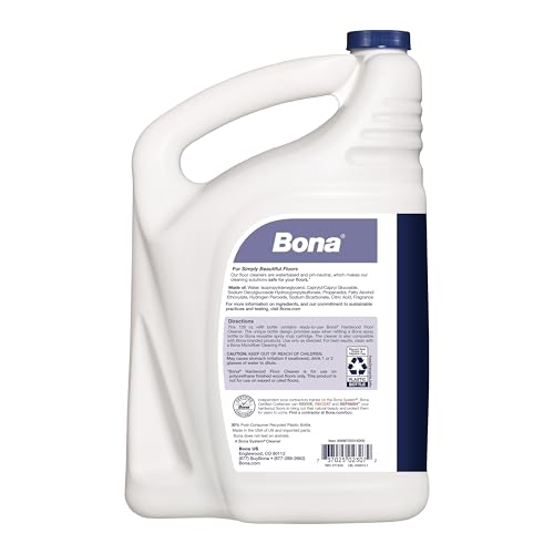 BONA HARDWOOD FLOOR CLEANER REFILL – 128 FL OZ – LAVENDER THYME SCENT – RESIDUE-FREE FLOOR CLEANING SOLUTION SPRAY MOP AND SPRAY BOTTLE REFILL – FOR WOOD FLOORS