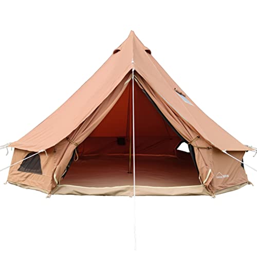 DANCHEL OUTDOOR B5 PROII Canvas Bell Tent with Sealed Jacks for Glamping,  Season Waterproof 100% Cotton Canvas Yurt Tent House for Living Person