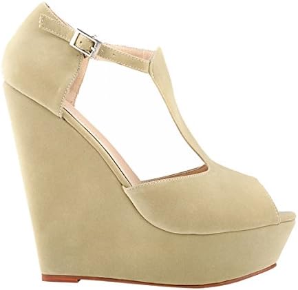 Loslandifen Womens Platform Peep Toe Wedges Exclusive High Heels Sandals(391-1VE42,nude)