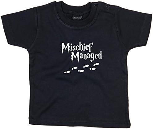 Mischief Managed, Printed Baby T-Shirt - Black/White 6-12 Months