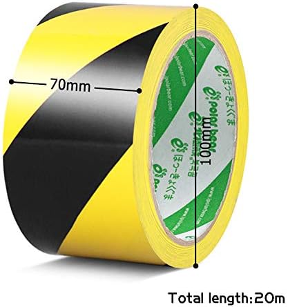 ALBOYI Black Yellow Hazard Warning Tape, 70mm×20m Safety Tape Self Adhesive Barrier Tape 1 Roll - Image 3