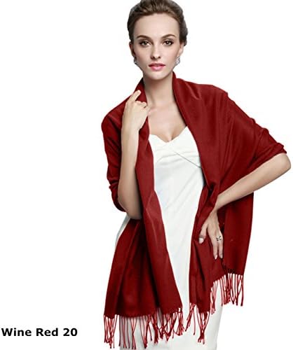 Amazing Kiss® 40 Colors Top Quality Hot Sale Ladies Womens Pashmina Solid Long Scarf Soft Shawl Hijab Scarf Huge Range Wrap (Wine Red 20)