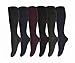 6 Pairs Women's Cotton Fancy Design Multi Color Knee High Socks (Solid Ribbed)