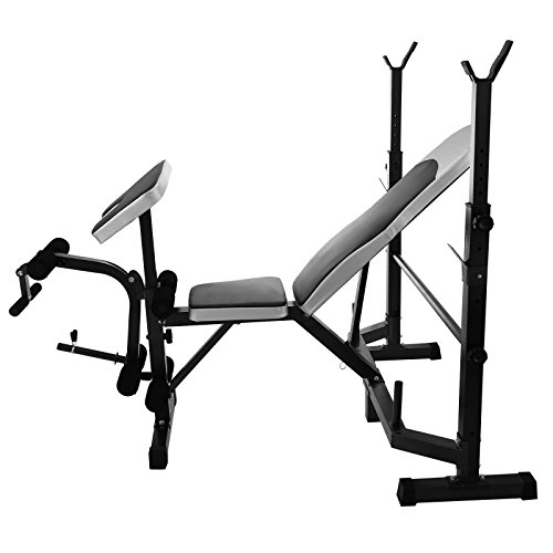 LOVSHARE Multistation Height Adjustable 4.3FT 330LB Weight Bench Press 7.3FT 770LB Power Tower Dip Station Pull Up Tower Strength Training Fitness Gym Sports Equipment (Bench Press 330LBS)