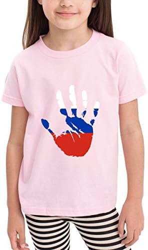 Russia Flag Palm Print Toddler & Kids Tshirt Childrens Crewneck Shirt Short Sleeve Tee(2-6T), Unisex