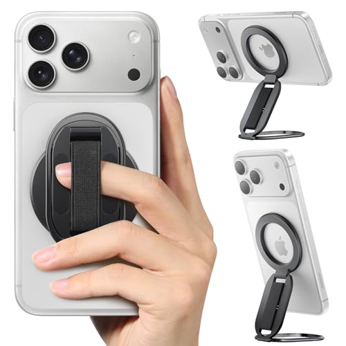 Photo 1 of [2025 Upgraded] SUPERONE MagSafe Phone Grip for MagSafe with Finger Strap, Removable Gym Magnetic Phone Grip with Two-Sided Magnets, Mag Safe Grip Kickstand Loop for iPhone 17/16/15/14/13/12 Series