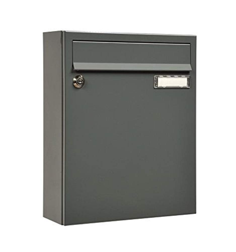 MEFA Sonata Sonate 133 133310 Letter Box with Name Plate Coated Steel 33 x 26 x 100 cm Grey, Gray, 330x260x100