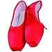KUKEME-SHOP Girls Pointe Shoes Red Ballet Shoe Leather Sole with Free Gel Silicone Toe Pads and Ribbons (US3.5 (Foot Length:8.26