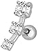Forbidden Body Jewelry 16g 6mm Surgical Steel Triple Clear CZ Crystal Curved Cartilage Stud Earring