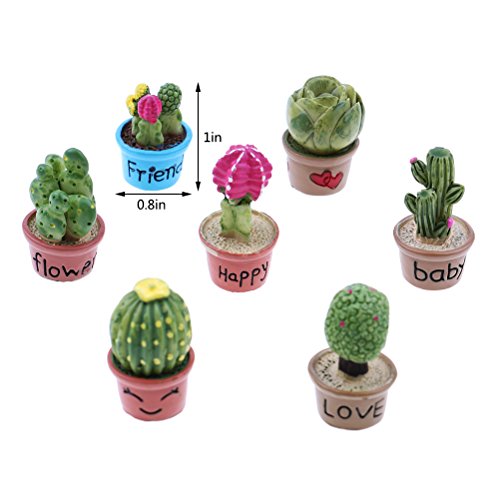 7pcs Assorted Miniature Bonsai Ornaments Fairy Garden Doll House Cactus and Flower Decor - Thumbnail 5