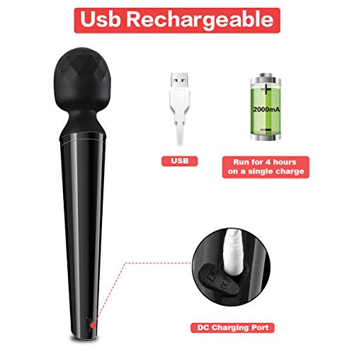 Cordless Wand Massager with 3 Powerful Speeds and 5 Vibration Modes for Neck Shoulder Back Body Massage, PALOQUETH Handheld Rechargeable Massager for Deep Tissue Massage Muscles Pain Relief - Thumbnail 6