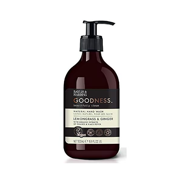 Baylis & Harding Goodness Lemongrass & Ginger Hand Wash, 500 ml, (Pack of 3) - Vegan Friendly