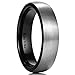 King Will 6mm Titanium Ring Brushed Black Plated Comfort Fit Wedding Band For Men Women 5-14