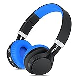 Sound Intone BT-02 Wireless Bluetooth Headphones Over-ear Stereo Folding with Volume Control and Microphone Headsets (Black/blue)