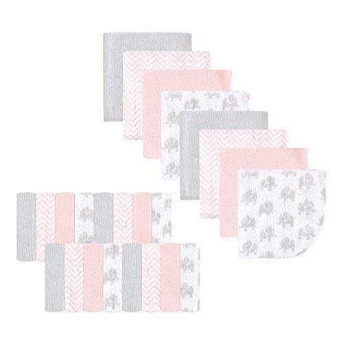 Luvable Friends Washcloths, Pink Elephant, One Size, 24 Count