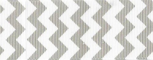 Venus Ribbon V81581-E 1 1/2 Inch Chevron Printed Polyester Grosgrain Ribbon 5 Yards White/Grey