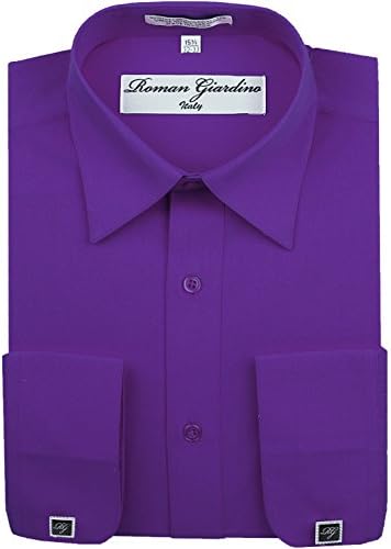 Roman Giardino RG Men's Dress Shirt Sugarplum Long Convertible Sleeve Collar Free Cufflink 17.5-34/35
