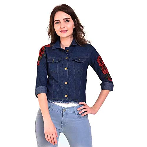 montrez full sleeve applique women's denim jacket