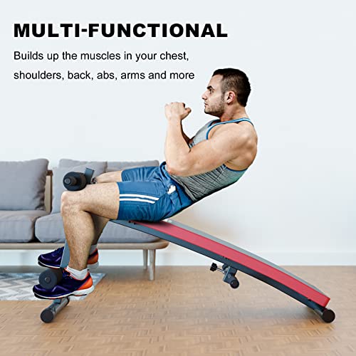 Adjustable Sit Up Bench for abs with Resistant Bands Incline Folding