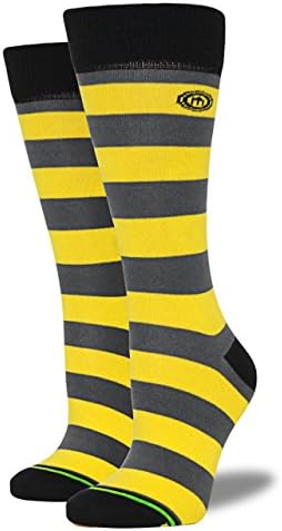 Mitscoots Women's Crew Black Yellow Striped Socks