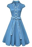 Anni Coco Women's 1950s Cap Sleeve Swing Vintage Party Dresses Sky Blue Medium