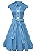 Anni Coco Women's 1950s Cap Sleeve Swing Vintage Party Dresses Sky Blue Large