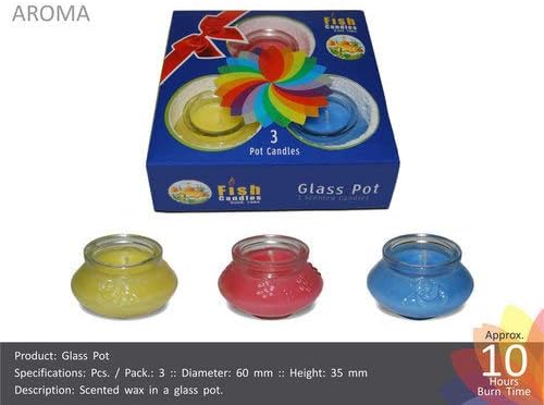 VAPI Nanki Trades 3 Scented Glass Pot Candles (Multicolour)