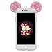 iPhone 7 Plus Case, MC Fashion Flexible Cute 3D Bling Bling Crystal Rhinestone Mickey Mouse Ears Soft Clear Transparent TPU Shell Case Skin for Apple iPhone 7 Plus (2016) (Pink Ears)