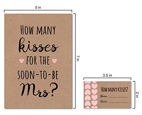 How Many Kisses for the Soon to be Mrs Bridal Shower Game (Kraft/Pink) 1 Sign + 30 Cards, Made in th - //coolthings.us