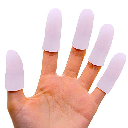 Bukihome 12 Pack Finger Protectors, Finger Cots, Finger Sleeves to Protect Fingertips, Hand Eczema, Finger Cracking, Finger Arthritis, Waterproof Finger Cover Caps Suitable for Women and Men (white)