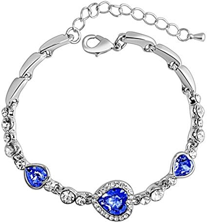Multicolor Full diamond, ocean diamonds, starry charm, silver bracelet（Blue） (Blue)