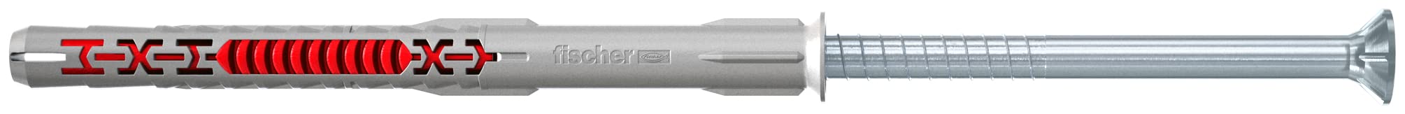 fischer DuoXpand 10 x 140 T, high-quality wall plug with zinc-plated steel countersunk head screw, strong hold, ideal for porous building materials, enables indoor anchoring close to the edge, 50 pcs.