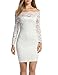 ACEVOG Women's Vintage Off Shoulder Flare Lace Slim Cocktail Pencil Dress White M