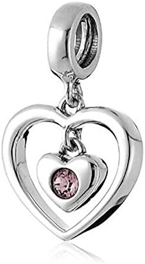 Dangle Swarovski Crystal Radiant Heart Bead - 925 Sterling Silver&amp;Austrian Crystals Beads - Fit European Bracelet