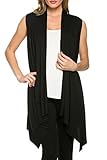 Women's Lightweight Sleeveless Asymmetrical Hem Open Front Viscose Cardigan Vest