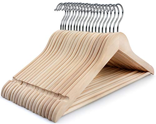 TOPIA HANGER Unfinished Natural Wooden Hangers 18 Pack-360° Swivel Hook and Smoothly Cut Shoulder Notches-Premium Wood Clothes Hangers for Suit, Coat, Jacket, Pant, Camisole-CT10N - Thumbnail 7
