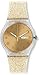 Swatch Golden Dial Golden Sparkle Silicone Ladies Watch SUOK704