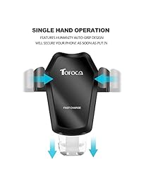 TOFOCO Qi Cargador inalámbrico para automóvil, con pinza de teléfono operada por gravedad automática Compatible con Samsung Galaxy S9 Plus   S9, S8 Plus   S8, Nota 9 8 5 y otros dispositivos habilitados para Qi (Negro)