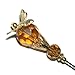 BEE HONEY AMBER GLASS CRYSTAL Stick Hat Pin Long Hatpin Vintage Style Silver Plt