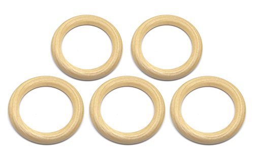 Penta Angel 50mm/2" Natural Color Unfinished Wood Teething Rings DIY Art & Craft Project Wooden Circle Rings for Pendant and Connectors Jewelry Making, 20PCS