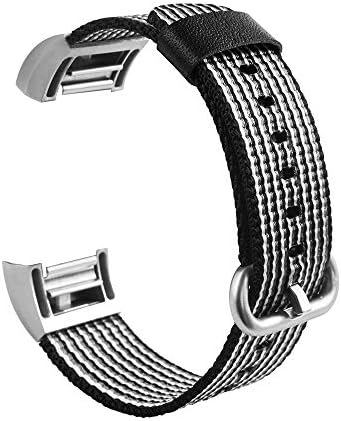 TianranRT Nylon Fabric Band Wrist Strap Royal Woven Bracelet Strap Band for Fitbit Charge 2, Black