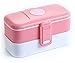 ProAid Leakproof Lunch Bento Box - 2 Layers Design Lunch Box with Silverware, BPA Free Safe for Fridge and Dishwasher, Pink
