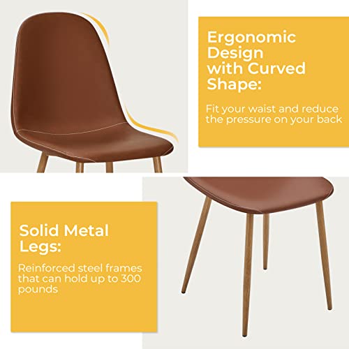 GreenForest Dining Chairs Set of 4, Washable PU Leather Dining Side Chair Mid Century Modern