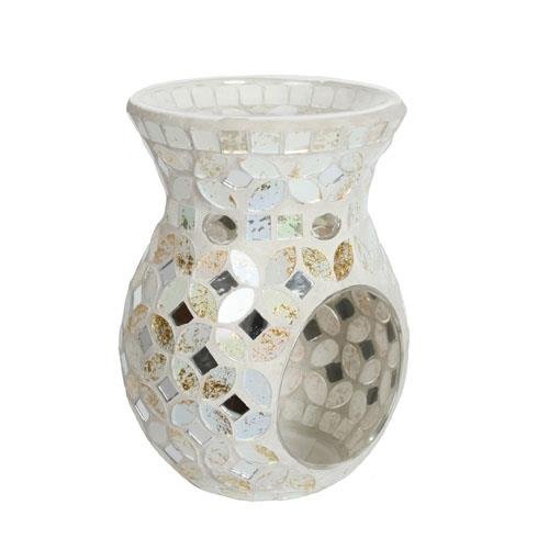 Village Candle Company - Cream & Gold Metalic Glass - Oil Burner / Wax Tart Warmer