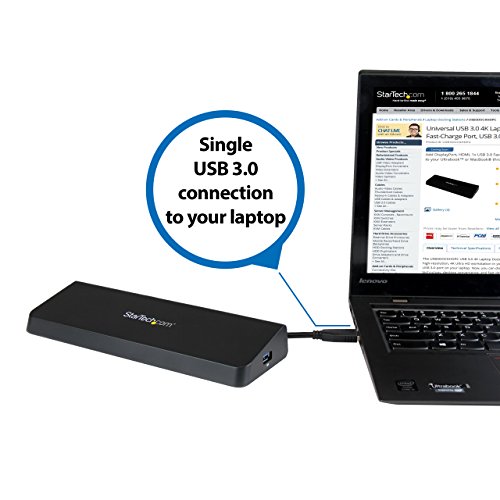 StarTech.com USB 3.0 Docking Station - 4K - HDMI / DisplayPort - with Fast Charge / Ethernet / Audio - Universal Docking Station